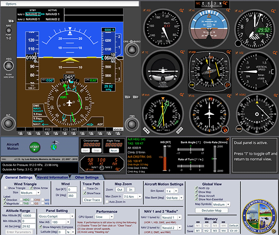 Navigation Simulator - Dual Panel View